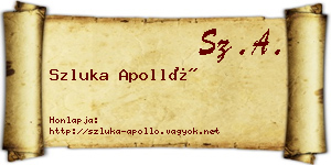 Szluka Apolló névjegykártya